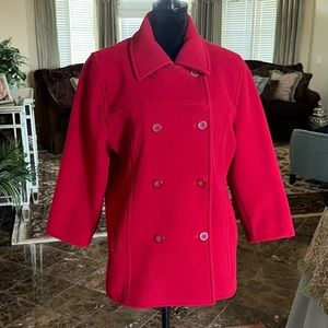 KRISTIN BLAKE cherry red wool coat